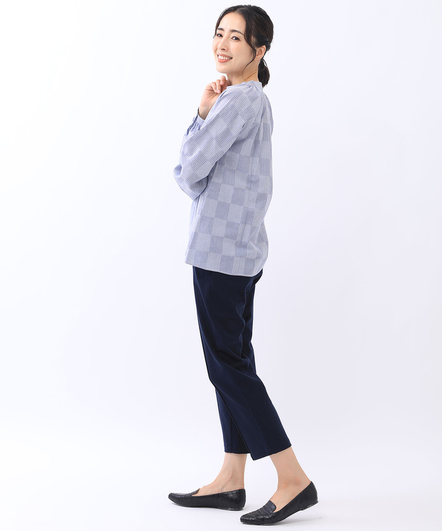 昼夜織 ストライプ ブラウス