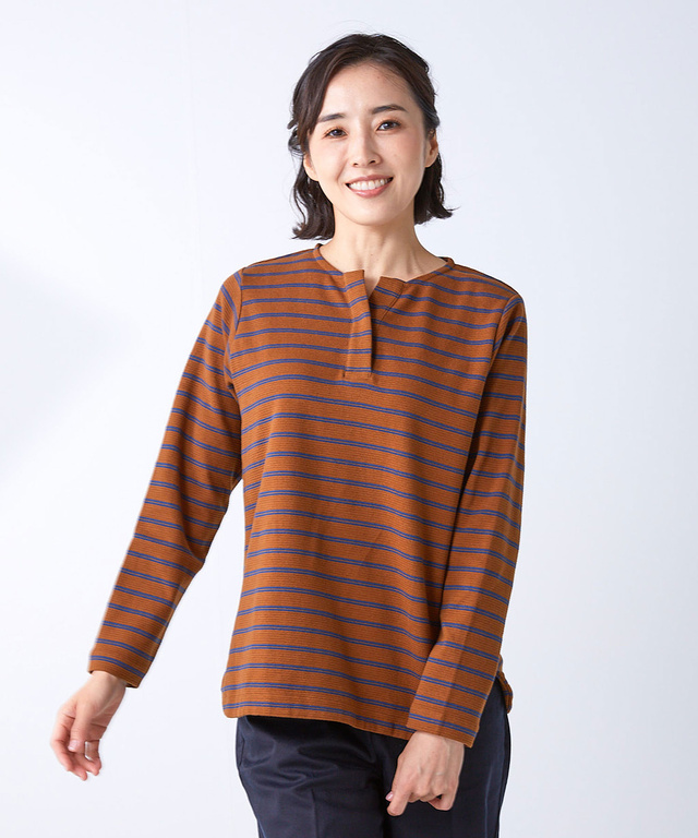 リップル ヘンリーネック カットソー