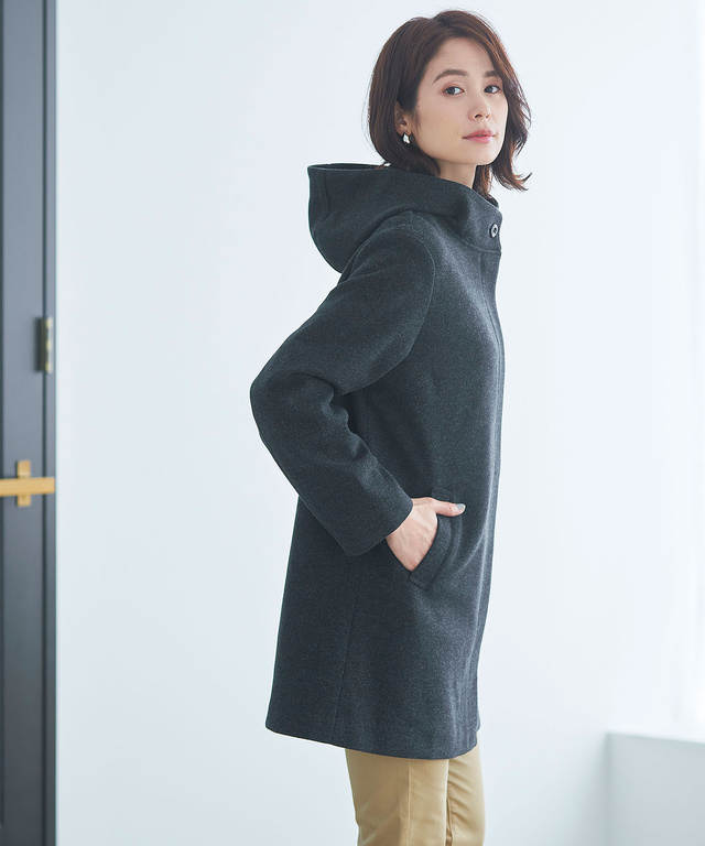 ウールライク フーデット コート【オンラインショップ限定】
