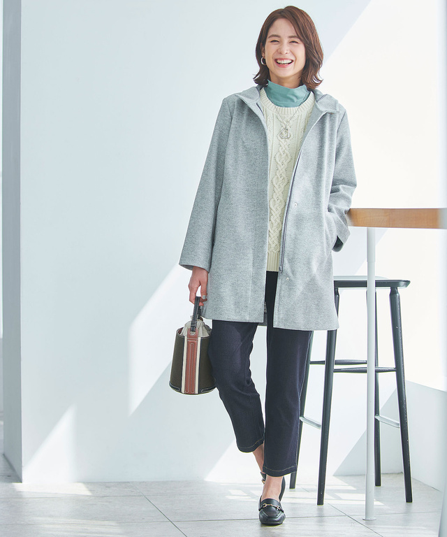 ウールライク フーデット コート【オンラインショップ限定】