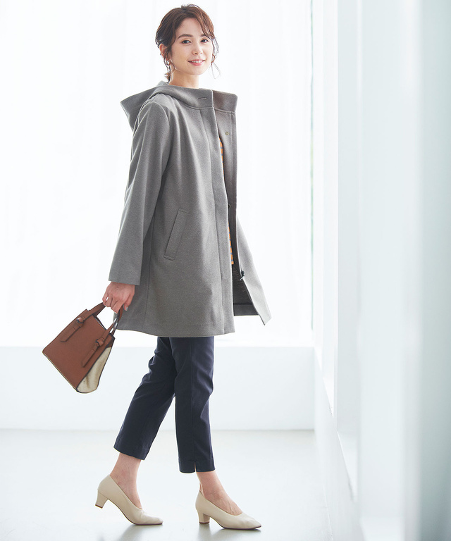 ウールライク フーデット コート【オンラインショップ限定】