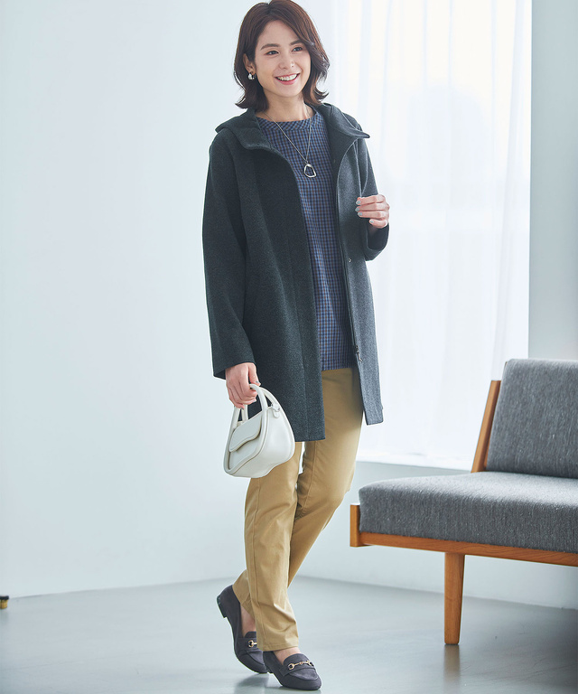 ウールライク フーデット コート【オンラインショップ限定】