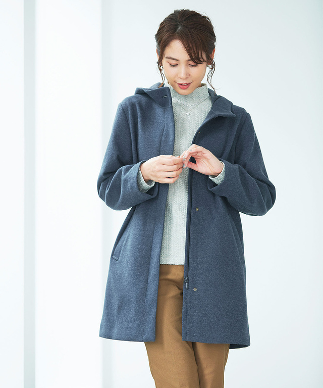 ウールライク フーデット コート【オンラインショップ限定】
