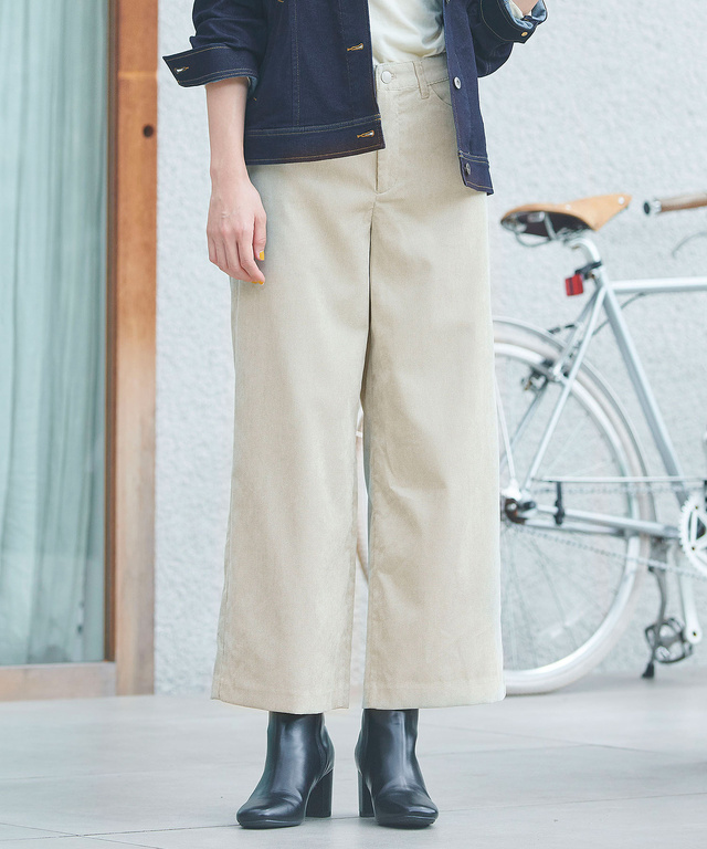 ブロックコーデュロイ ワイド パンツ