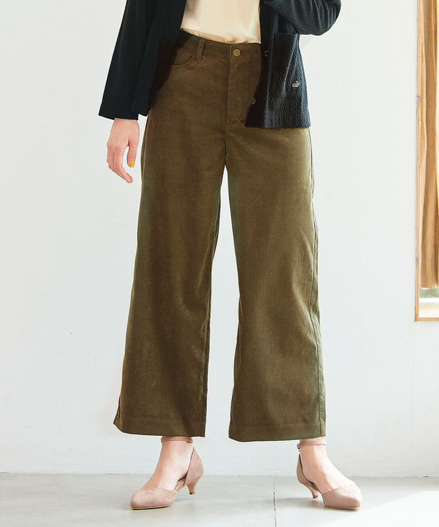 ブロックコーデュロイ ワイド パンツ