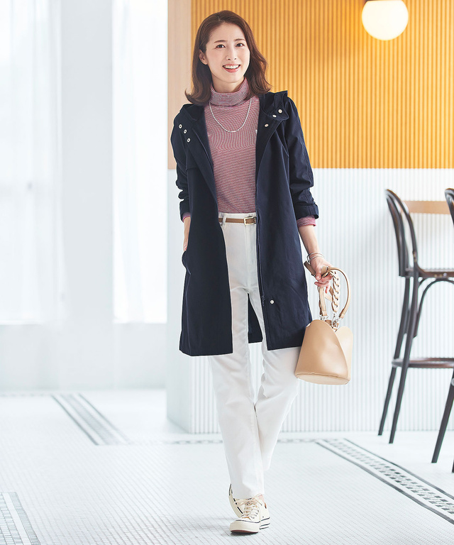 ツイル フード付き ロングコート